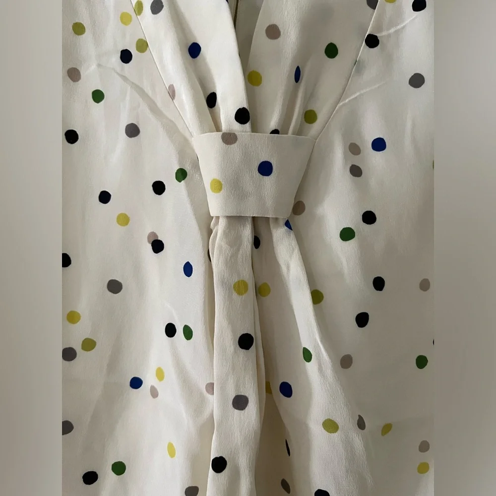 Kate Spade silk cream polka dot sleeveless shirt-blouse business preppy XS